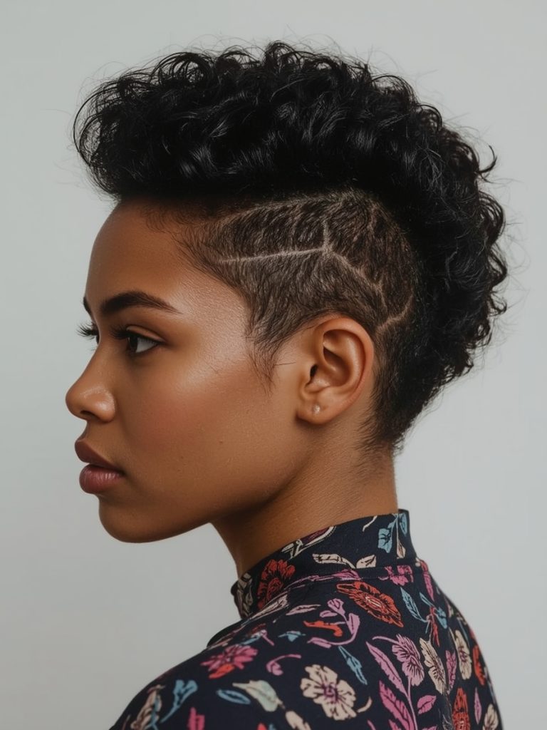 Asymmetrical Natural Hair Mohawk