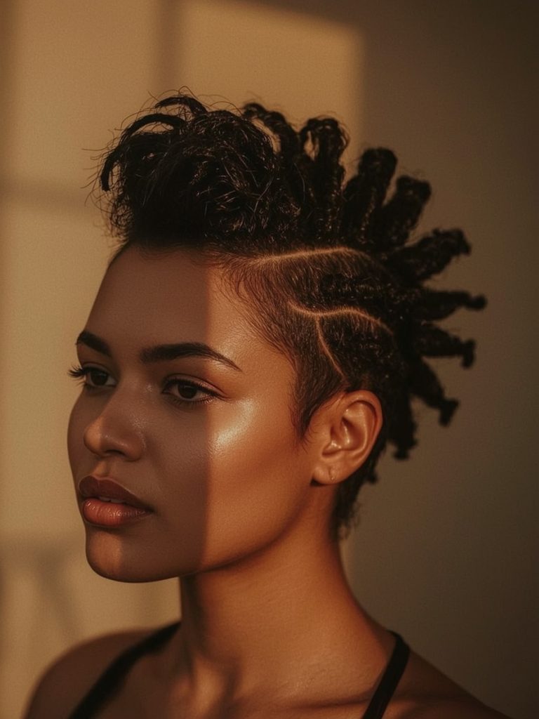Natural Hair Mohawk with Bantu Knots