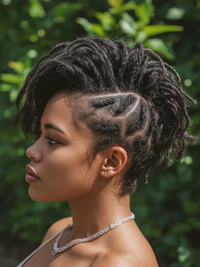 Curly Natural Hair Mohawk with Color
