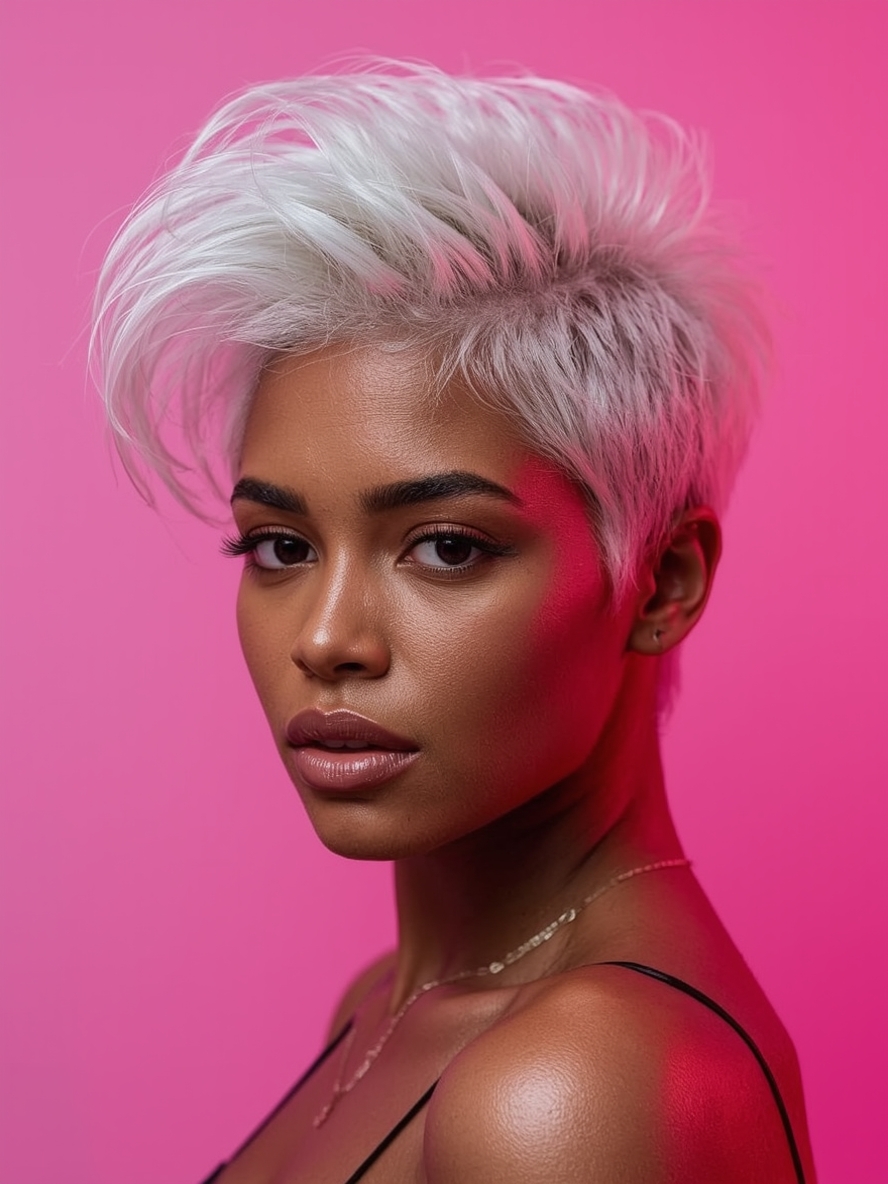 Natural Hair Mohawk with Shaved Designs