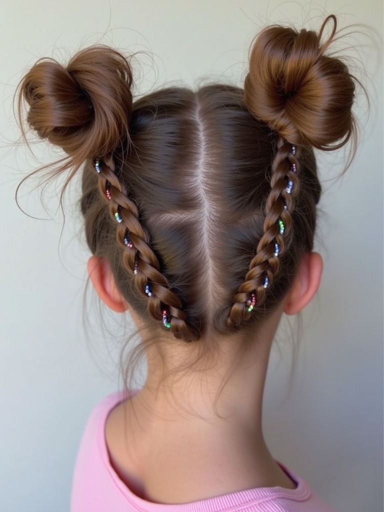 Cute Easy Half-Up Space Buns Hairstyle