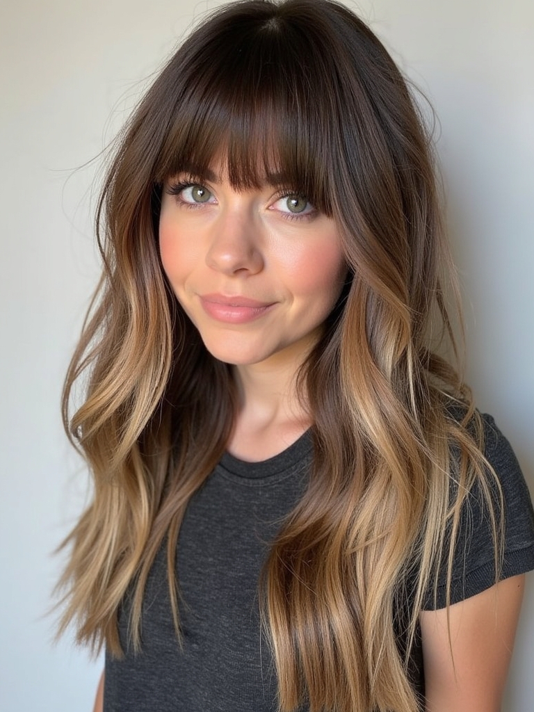 Long Haircut Ideas: Long Bangs with Side Part and Layered Hairstyles