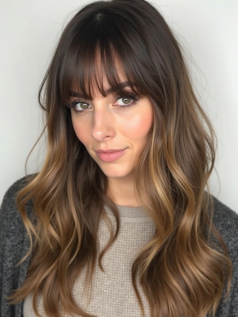 Long Haircut Ideas: Long Side Bangs with Straight Hair