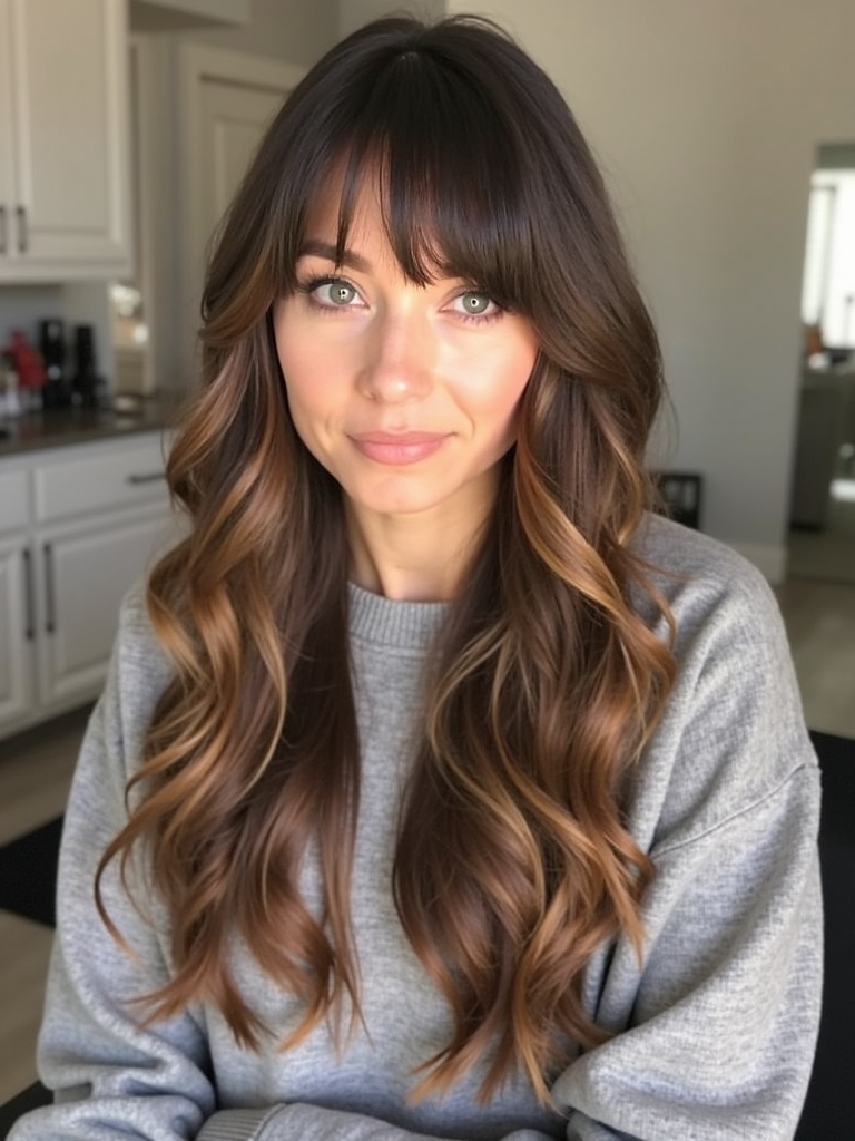 Long Haircut Ideas: Deep Side Part with Long Layers