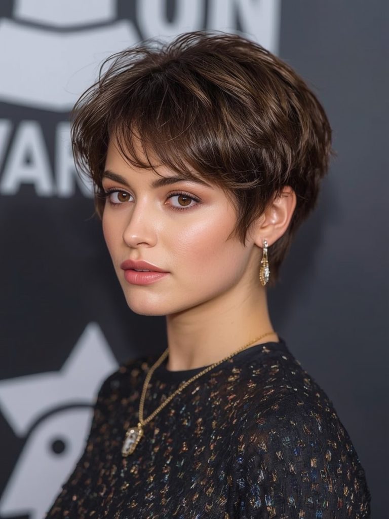 Hairstyle For Thin Fine Hair Over 50: The Textured Crop with Fringe