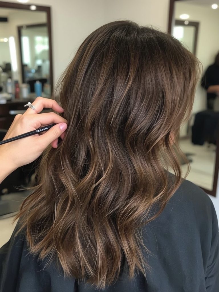 Caramel Painted: Hand Painted Caramel Highlights On Brown Hair