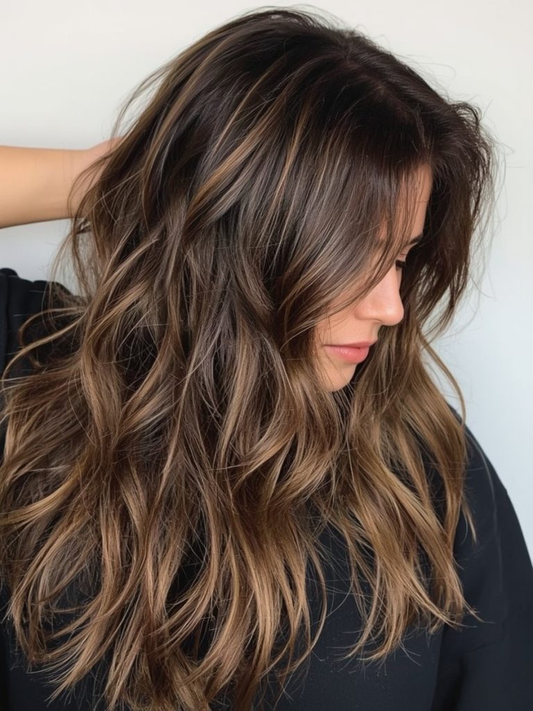 Caramel Peekaboo: Hidden Caramel Highlights On Brown Hair