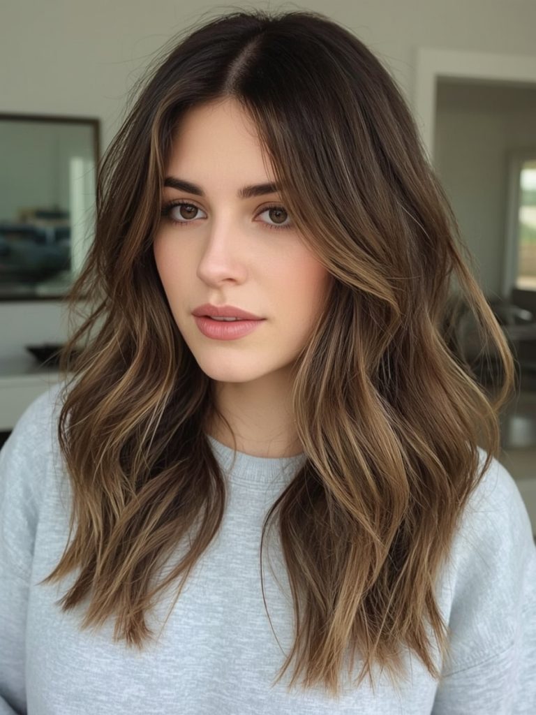 Caramel Foilayage: Caramel Highlights Using Foil And Balayage On Brown Hair