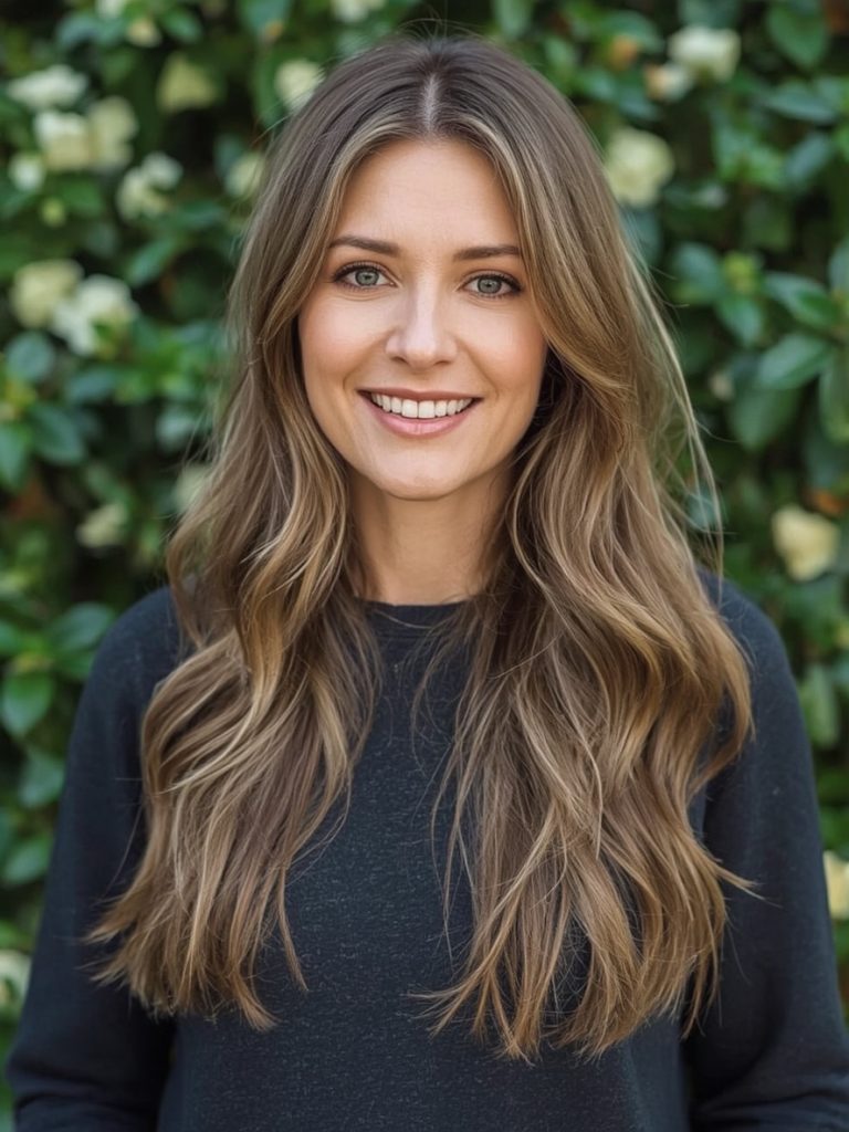 Long Hair Older Women: Braided Crown with Loose Waves