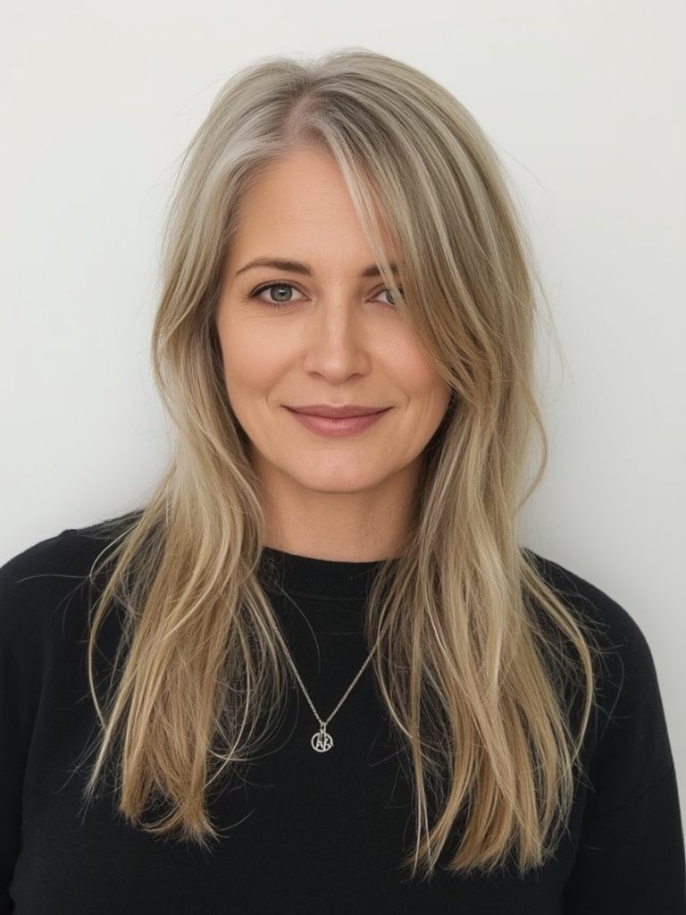 Long Hair Older Women: Sleek and Straight with Long Layers
