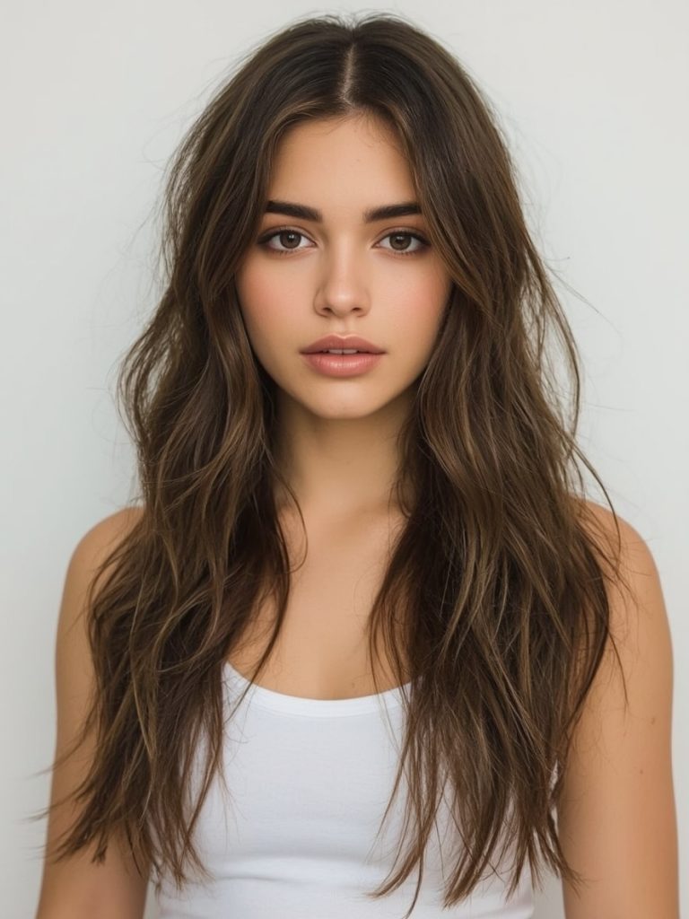 Warm Caramel Cascade: Rich Caramel Highlights On Brown Hair