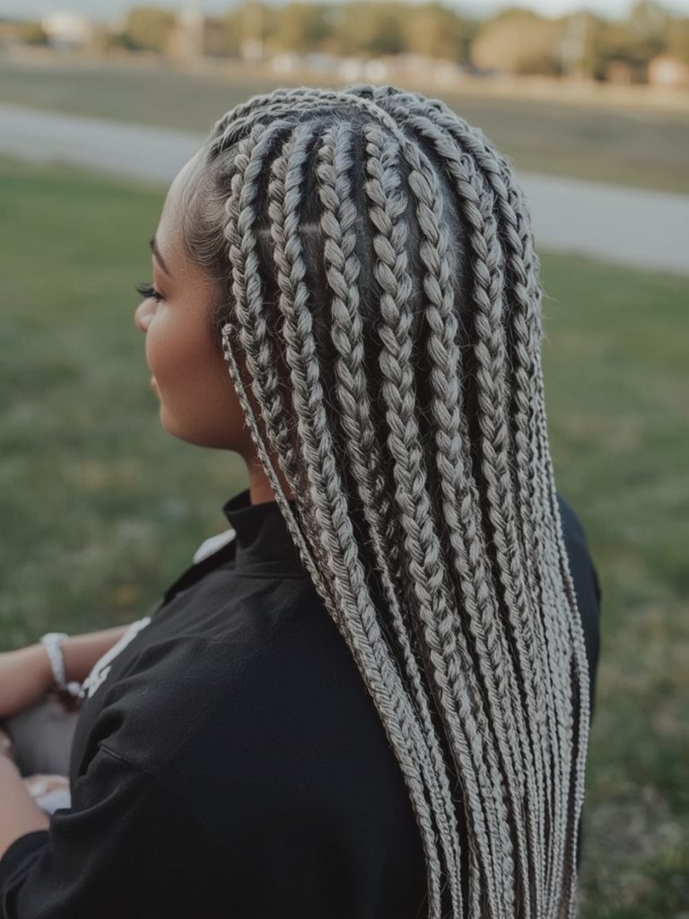 Silver Bob with Dark Roots on Dark Skin