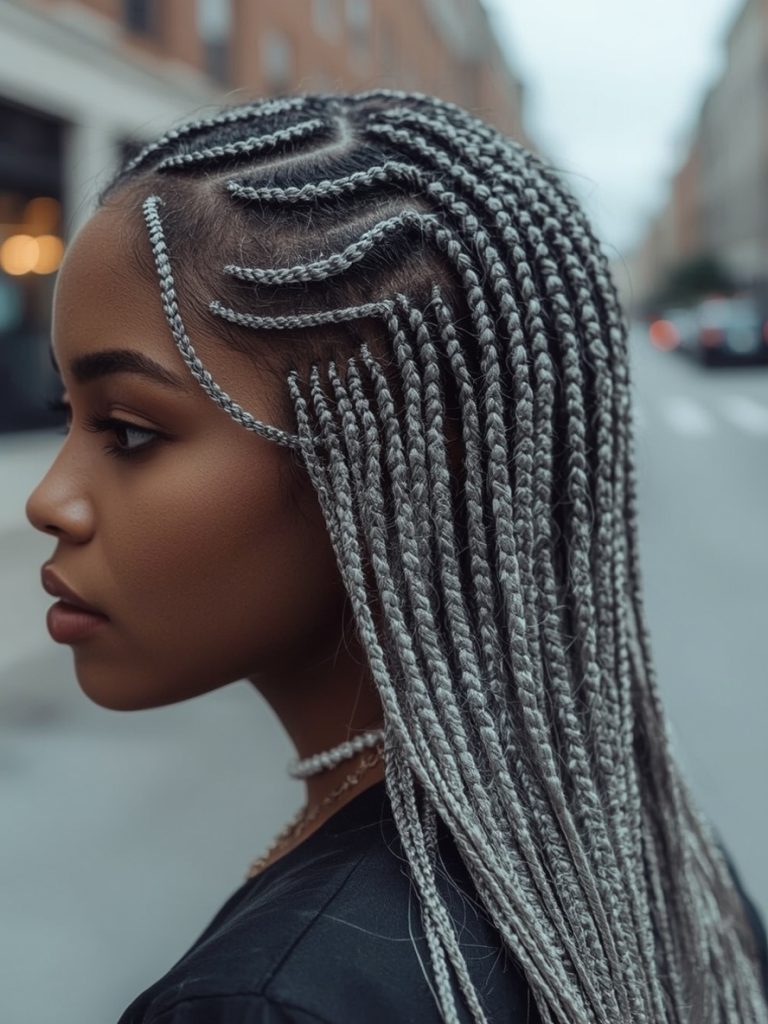 Silver Pixie Cut on Dark Skin