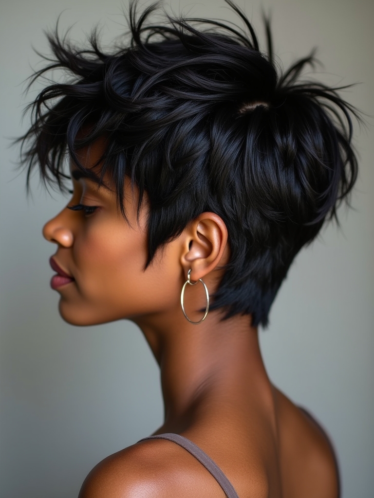 Short Hair Back View: Shag Cut